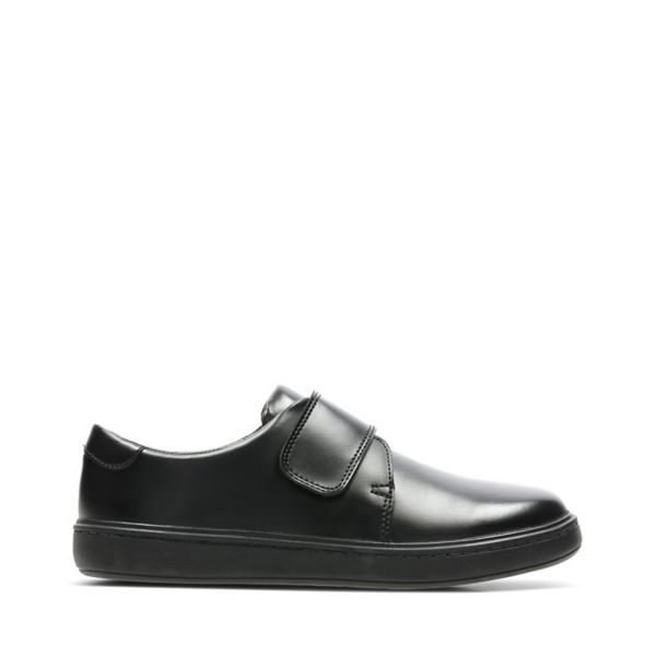 Clarks Boys Street Shine Kid School Shoes Black | CA-4270685